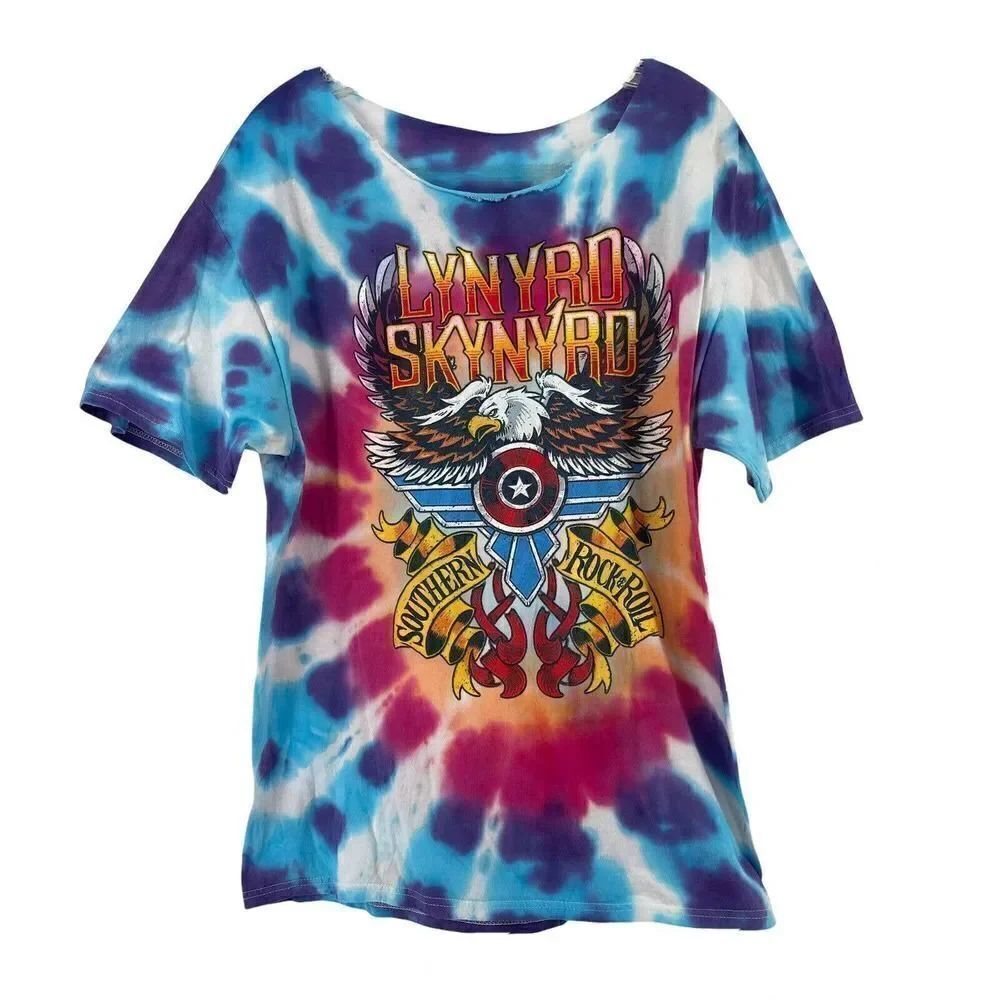 Exit 111 T-Shirt Tie Dye Lynard Skynard Cut Neck 2019 Music Festival Lineup Tee